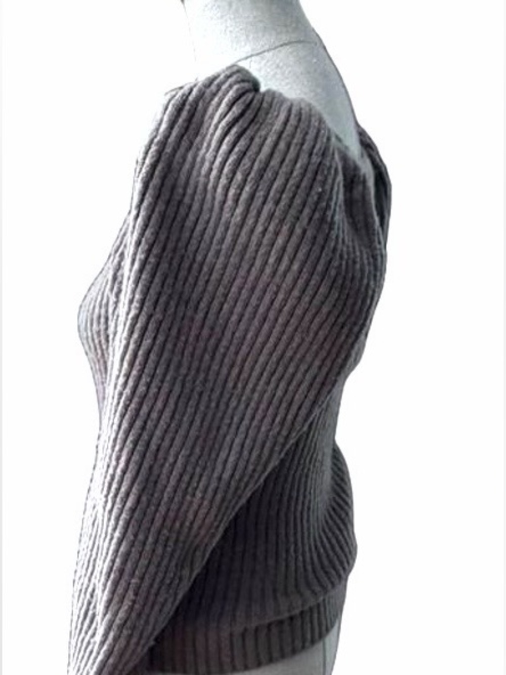 VENUS Gray Ribbed Square Neck Balloon Sleeve Sweater - Picture 5 of 6